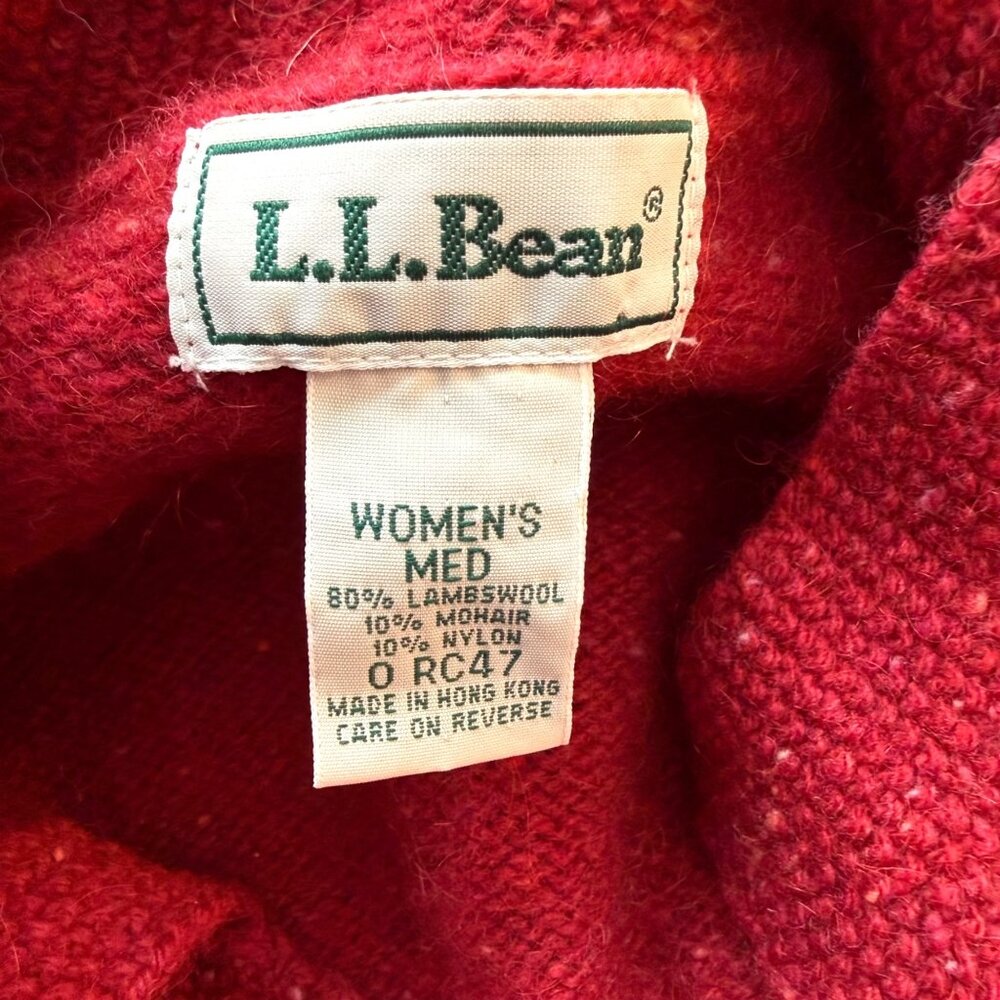 L.L. Bean Cardigan Womens Size Medium Lambswool Blend Red Button-Up Sweater Vint - Picture 6 of 8